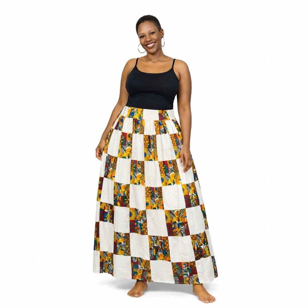 Long Maxi Skirt With Matching Scarf 100% Cotton One Size Womens Long Maxi Skirt